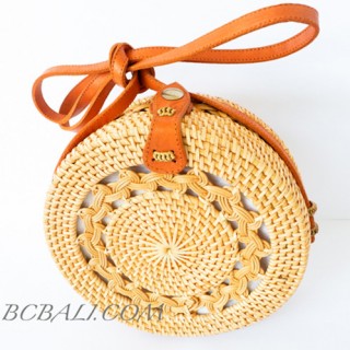 Best Quality Balinese Bags Circle Round Rattan Braid Motif Handwoven 